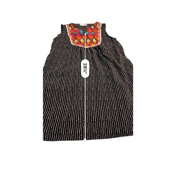 THML Black and White Striped  Dress with Floral Embroidery - Size S - Picture 9 of 13